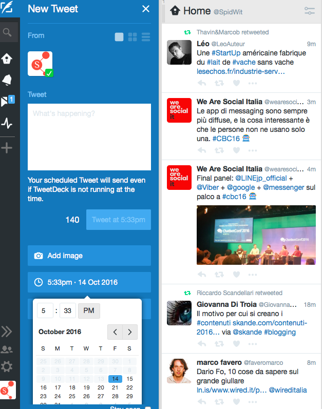 programmare con tweetdeck