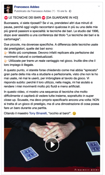 Francesco Addeo long post