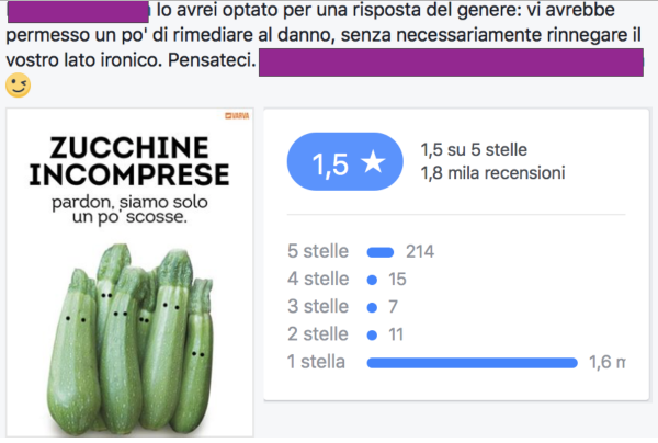 Risposta cliente: zucchine incomprese