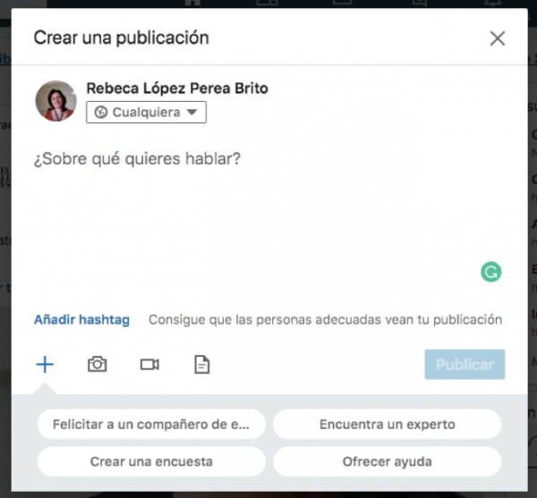 Crear una publicación en LinkedIn